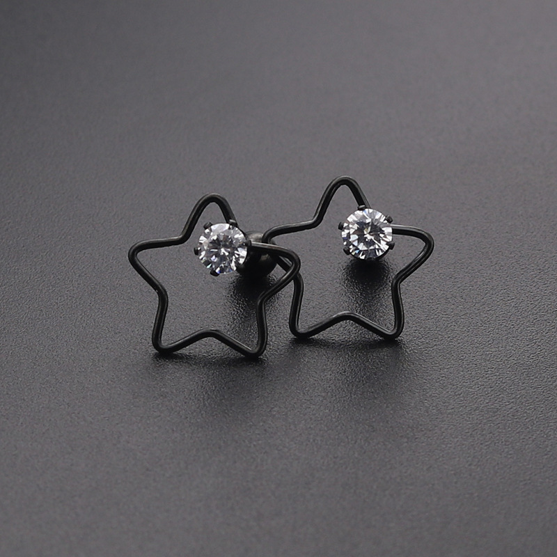 New Trendy Stainless Steel Crystal Five-Star Stud Earrings Women Modern Jewelry Accessories Earrings 2021