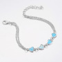 Adjustable Silver Plated Heart Ankle Bracelet Foot Jewelry Blue Luminous Heart Charm Anklet
