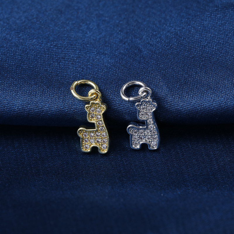 Simple Micro Insert Zirconia Necklace Gold Brass Giraffe Jewelry Pendants Charms for Jewelry Making