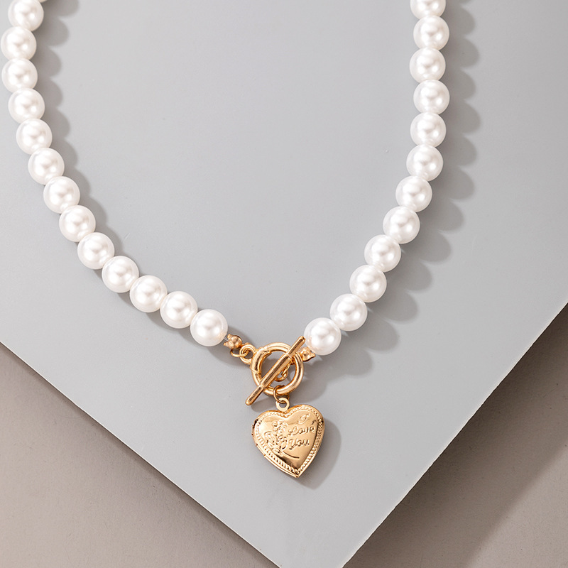 Handmade Heart Pearl Necklace Baroque Pearl Gold Chain Pearl Choker High Quality Necklace