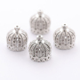 Handmade Fine Gold and Silver Plated Micro Insert Brass Crown Charm Beads