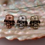Wholesale Women Fashion Accessory Antique Silver Brass Copper Zircon Skull Helmet Beads for Jewelry Bracelet Necklace Making