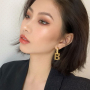 Hoop Earrings Post Letter B Pendant Earrings with Sterling Silver Post for Women 2021 Gold and Silver Stud Earrings Ball Zircon
