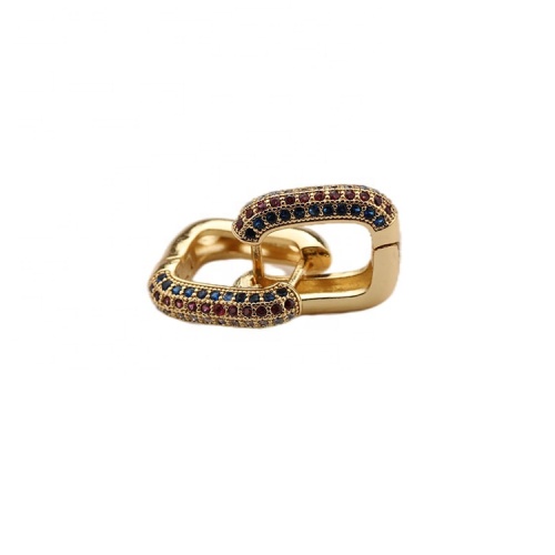 Custom Wholesale Korean Fashion Luxury Design African Style Gold Plated Rainbow Zircon Earring Copper Ear Clip Jewelry Earrings