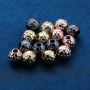 8mm Gold Plated Hollowed Beads Handmade Textured Bracelet Beads with Hole