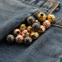 8mm Gold Plated Hollowed Beads Handmade Textured Bracelet Beads with Hole