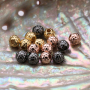 8mm Gold Plated Hollowed Beads Handmade Textured Bracelet Beads with Hole