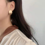2021 Custom Wholesale Women Fashion Accessories Gold Plated Korean Ear Ring Jewellery Shiny Round Shaped Stud Earrings