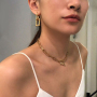 Hollow Five Pointed Star Carabiner Necklace Paper Clip Chain Irregular Necklaces for Women Colorful CZ Stone Choker Necklace