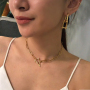 Hollow Five Pointed Star Carabiner Necklace Paper Clip Chain Irregular Necklaces for Women Colorful CZ Stone Choker Necklace
