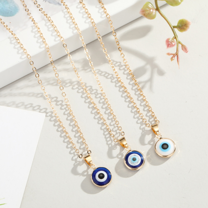 Fashion Turkish gold plated evil eyes pendant devil eye necklace jewelry leather cord blue eyes necklace