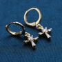 High Quality New Design Gold Plated Zircon White Earring CZ Micro Pave Cross Crucifix Charm Pendant Hoop Drop Earrings Women