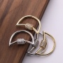 Latest Product Clear CZ Micro Pave Moon Shaped Clasp Carabiner Pendant For Necklace Bracelet Jewelry Findings