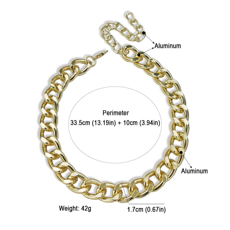 Luxury Design Punk Style Geometric Irregular Hollow Jewelry Cuban Hip Hop Alloy Metal Thick Chain Short Neck Necklace For Women