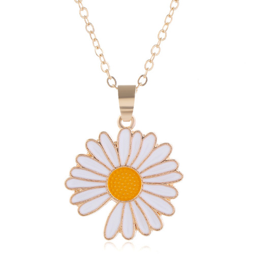 Creativity Design Eco-Friendly Material Enamel Sunflower Pendant Necklace for Sale