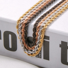 Women Men Fashion Design Simple 18K Gold Plated Stainless Steel Rope Chain Necklace