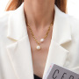 INS Style Jewelry Sideways Encryption Necklace Imitation Freshwater Pearl 18k Gold Choker Necklace