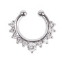 Indian Faux Non Piercing Face Jewelry Fake Septum Gold Stainless Steel Paved CZ Crystal Clip On Nose Ring cuffs