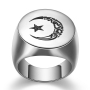 New Trendy Muslim Lesser Bairam Star and Moon Engraved Titanium Steel Rings