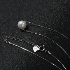 Fashion Trendy Simple Women's 925 Sterling Silver Jewelry Freshwater Pearl Girls Pendant Chain Necklace