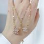 Titanium steel chain copper pendant micro set real gold plating delicate collarbone chain necklace