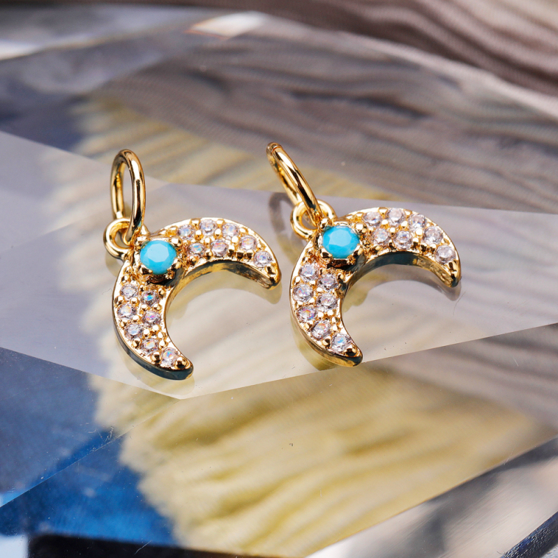 Wholesale 2021 New Moon Series Turquoise Zircon Special Inlaid Pendant