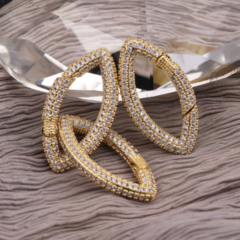 Pendants Accessories Open Oval Shape CZ Micro Pave Brass Clasps Hooks for Necklace Jewelry Making WXHY34356-KC 34*18MM CN