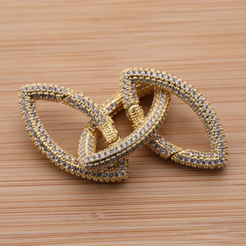 Pendants Accessories Open Oval Shape CZ Micro Pave Brass Clasps Hooks for Necklace Jewelry Making WXHY34356-KC 34*18MM CN