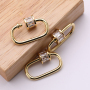 Clear square CZ Micro Pave Oval Shaped Clasp Carabiner Oval Clasp Pendant For Necklace Jewelry Findings 25*16MM