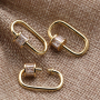 Clear square CZ Micro Pave Oval Shaped Clasp Carabiner Oval Clasp Pendant For Necklace Jewelry Findings 25*16MM