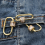 Clear square CZ Micro Pave Oval Shaped Clasp Carabiner Oval Clasp Pendant For Necklace Jewelry Findings 25*16MM