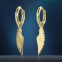 Hip Hop Hoop Earrings with Angel Wing Charm Feather Earrings 925 Silver Gold Dangle Earrings