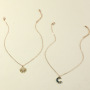 Fashion Jewelry Creative Vintage Double Layered Personalized Sun Moon Link Chain Necklace for Women