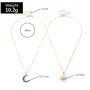 Fashion Jewelry Creative Vintage Double Layered Personalized Sun Moon Link Chain Necklace for Women