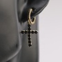 Luxury Gold Plated Jewelry Black Zircon Huggie Cross Crucifix Jesus Earring New Design CZ Factory Wholesale For Women Party