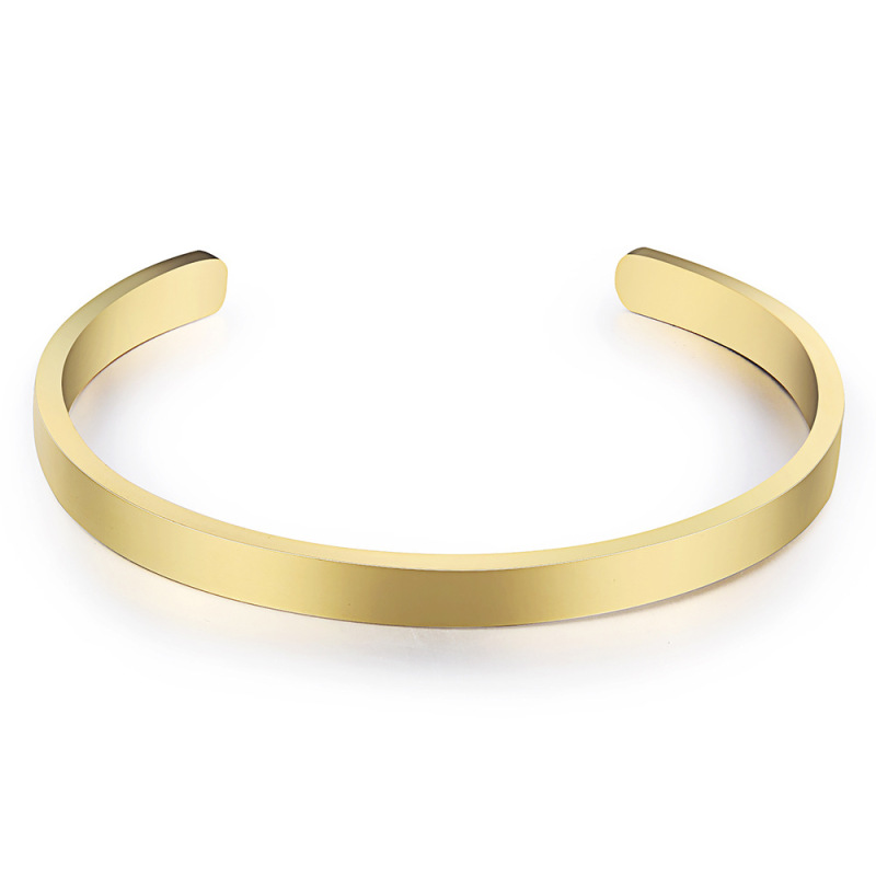Luxury Trendy Custom Engraved Message Bracelets Gold Plated Stainless Steel Jewelry Bangle For Women