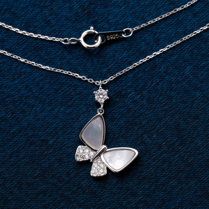 2021 Women's Rose Gold and Gold Plated Sterling Silver Butterfly Pendant Necklace for Wholesale