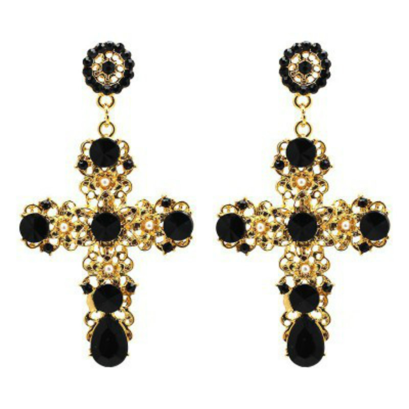 New Arrival Jewelry Vintage Baroque Cross Personalized Over Sized Fashion Pendant Earrings