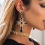 New Arrival Jewelry Vintage Baroque Cross Personalized Over Sized Fashion Pendant Earrings