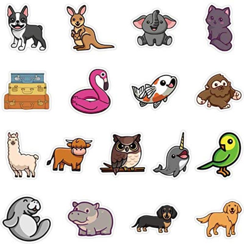 Wholesale 50 packs Die Cut Animal Stickers Laptop Notebook Skateboard Cartoon Cute Sticker Waterproof Vinyl Stickers for Kids