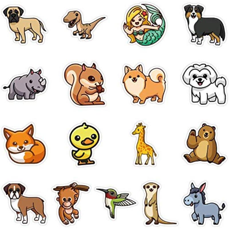 Wholesale 50 packs Die Cut Animal Stickers Laptop Notebook Skateboard Cartoon Cute Sticker Waterproof Vinyl Stickers for Kids