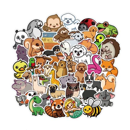 Wholesale 50 packs Die Cut Animal Stickers Laptop Notebook Skateboard Cartoon Cute Sticker Waterproof Vinyl Stickers for Kids