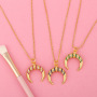 2021 Multi Color Muslim Jewelry Cubic Zirconia Moon Necklace Gold Plated Crescent Pendant Necklace