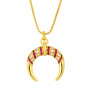 2021 Multi Color Muslim Jewelry Cubic Zirconia Moon Necklace Gold Plated Crescent Pendant Necklace