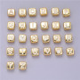 9MM CZ Micro Pave 18K Gold Plated Brass Zircon Letter Alphabet Square Beads for Necklace Bracelet Making