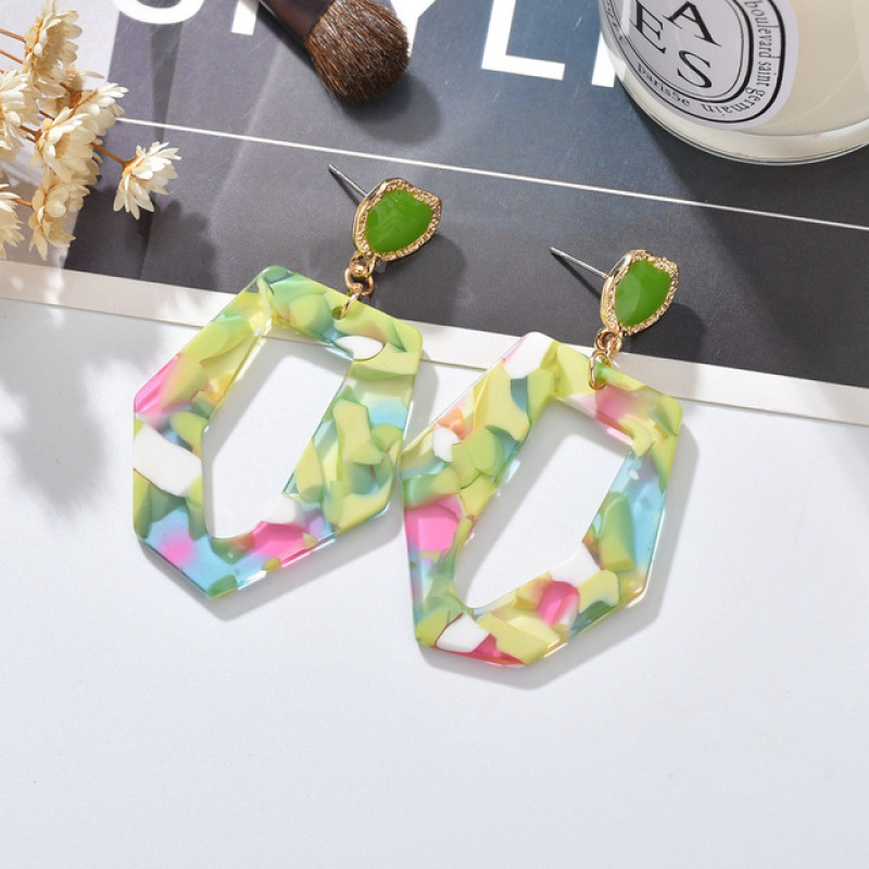 Minimalism Wholesale Jewelry Acrylic Resin Irregularly Geometric Round Fashion Drop Earrings