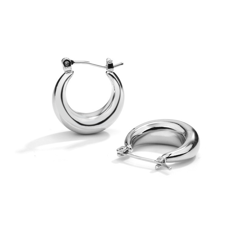 Minimalism  Brass 14K Chunky Gold Plated Hoop Earrings For Girls