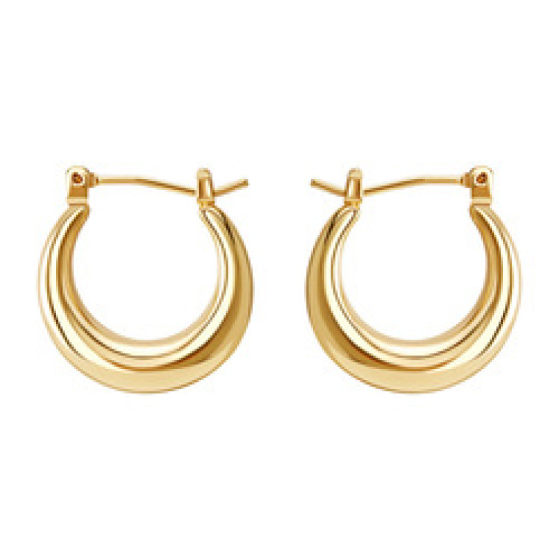 Minimalism  Brass 14K Chunky Gold Plated Hoop Earrings For Girls
