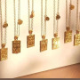 Custom design gold plated retro hip hop style amulet rectangle moon star 12 zodiac pendant tarot card necklace