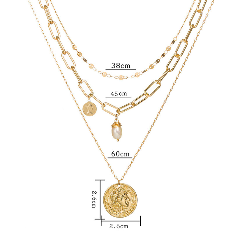 Fashion Gold Plated Alloy Multi Layer Pearl Butterfly Charm Necklace